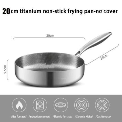 Titanium Stainless Steel Frying Pan | Uncoated Non-Stick Wok