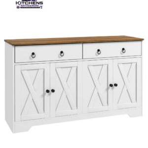 Buffet Cabinet with Adjustable Shelves barn doors 1