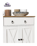 Buffet Cabinet with Adjustable Shelves barn doors 3