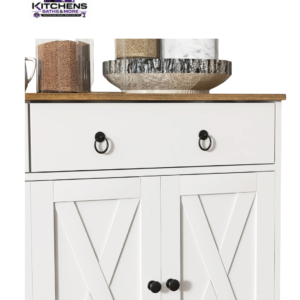 Buffet Cabinet with Adjustable Shelves barn doors 3
