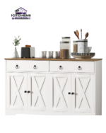 Buffet Cabinet with Adjustable Shelves barn doors 4
