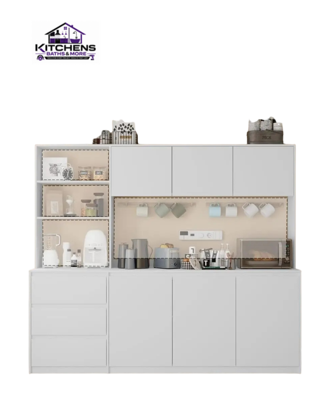 large-kitchen-pantry-cabinet-with-microwave-shelf Large kitchen pantry cabinet with microwave shelf and storage drawers